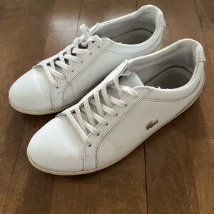 🐊 Women Lacoste White Sneakers with Gold Logo – Size 7 👟